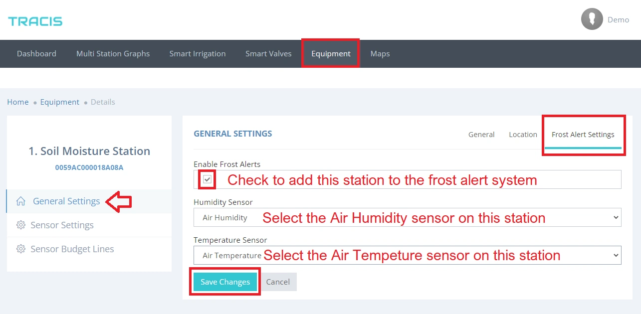 Activate station for Frost Alert System